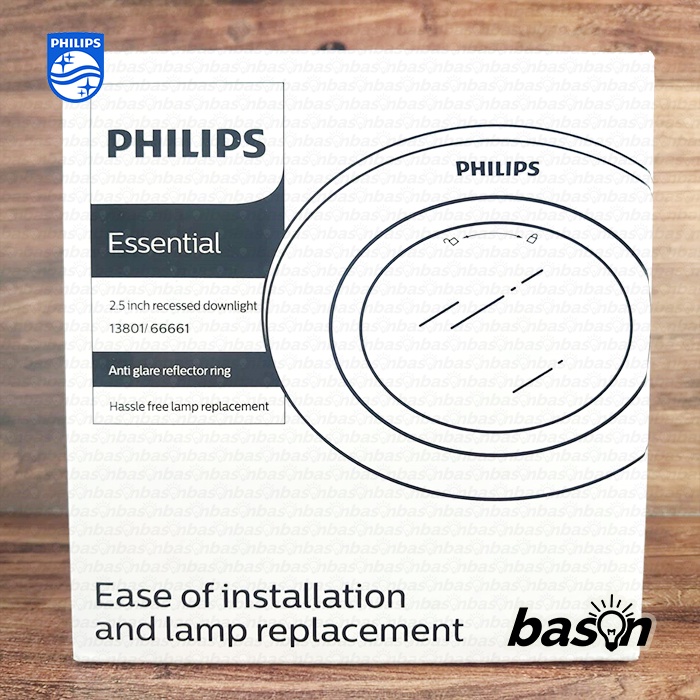PHILIPS DOWNLIGHT 13801 Glass Recessed White | Rumah Lampu 80 / 85 mm dengan Kaca