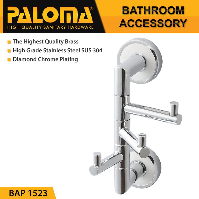 PALOMA BAP 1523 Kapstok Gantungan Baju Handuk Rak Hanger Mandi 3 Kait