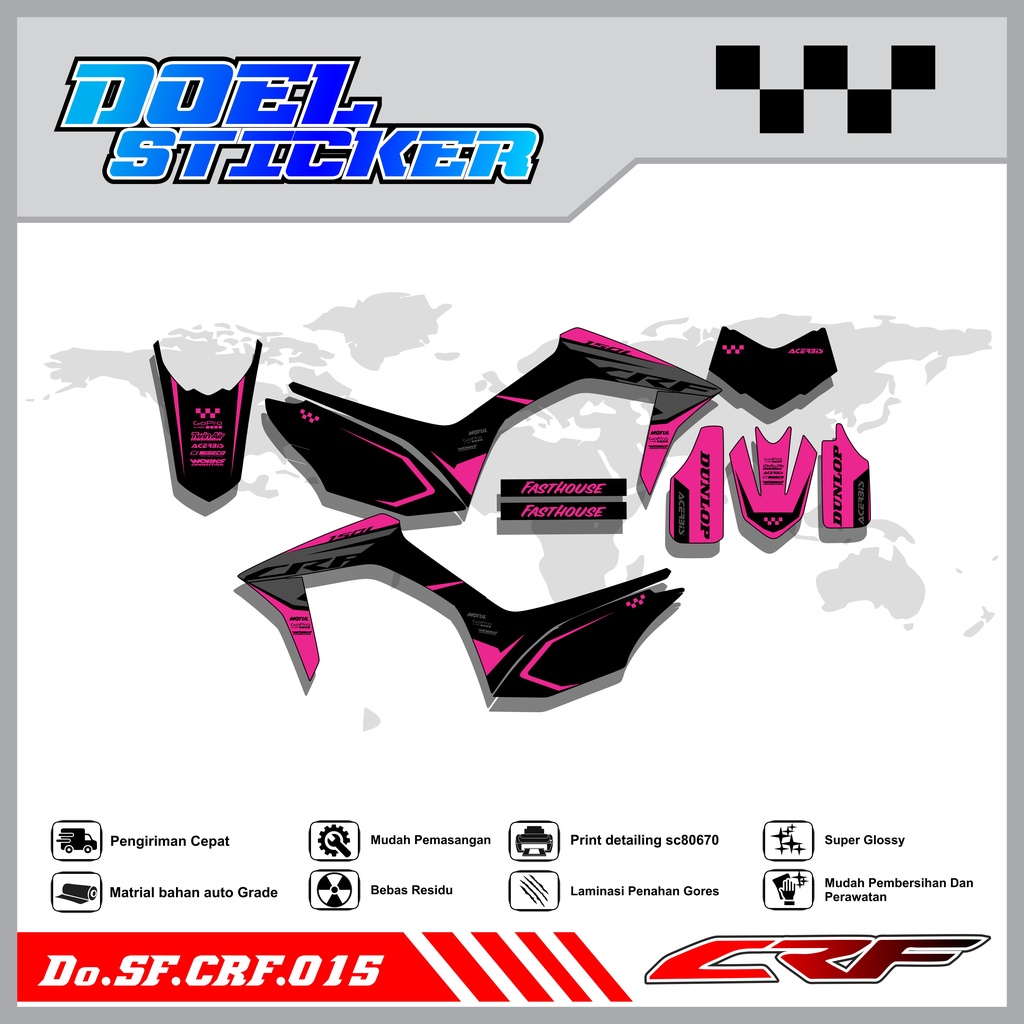 Sticker Striping Semifull CRF 150L List Variasi Hologram Pelangi,Crome Doel  015