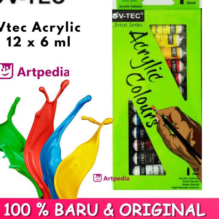 

【TERSEDIA & COD】 V-TEC ACRYLIC COLOURS 6 ML SET 12 / V-TEC CAT AKRILIK 12 WARNA