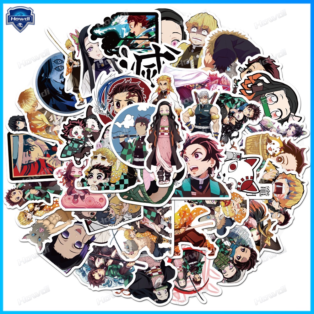 Stiker Motif Anime Demon Slayer Tanjirou Nezuko Tahan Air Untuk Helm Motor