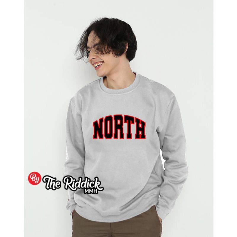 Crewneck NORTH | CN Sweater Pria | Fleece Premium | Crewneck style pria