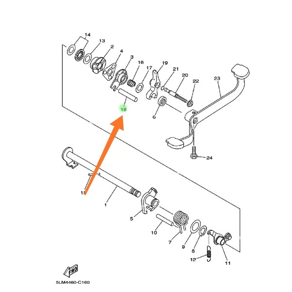 PIN PEN SHAFT PERSENELENG PERSENELING OPERAN GIGI JUPITER MX 135 LAMA NEW 55S 4 SPEED ORIGINAL YGP 5LM-E8173-00