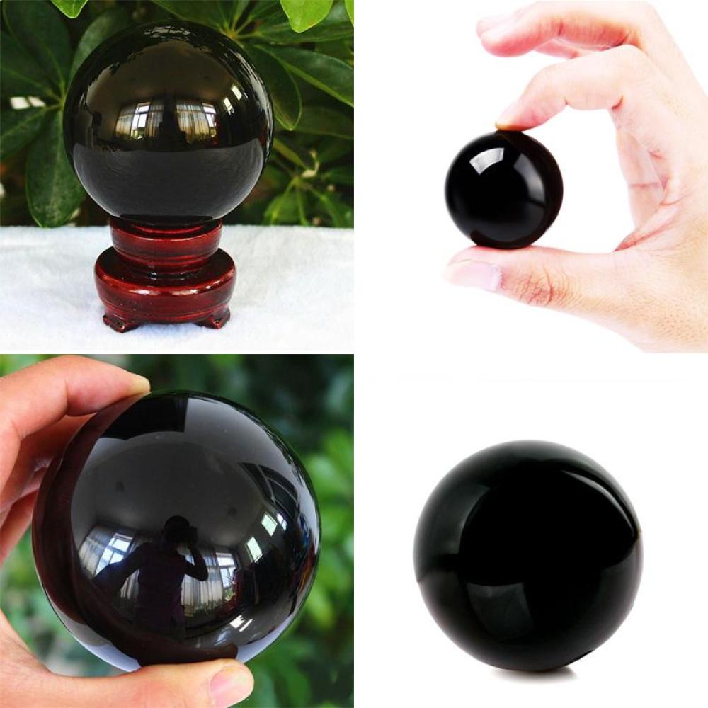 Timekey 50mm Bola Kristal Obsidian Hitam Langka Untuk Penyembuhan A9U7