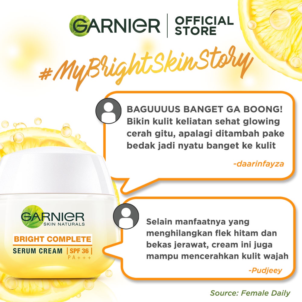 Garnier Bright Complete Vitamin C Serum 30ml + Day & Night Cream - Skincare Moisturizer Kulit Cerah-5