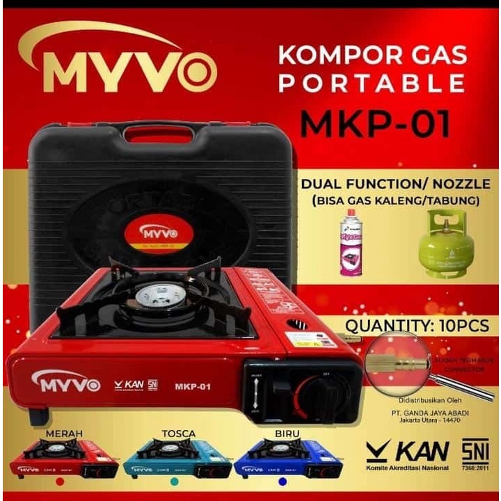 Kompor Gas Portable Myvo MKP-01 Dual Nozzle Function MKP01 Gas Stove