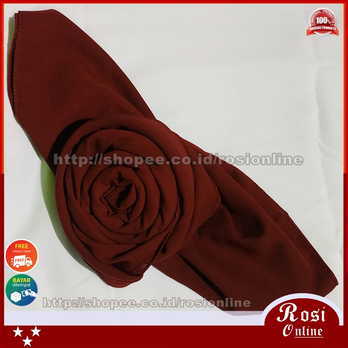 Pashmina Jumbo Syari Wolfis Italiano 200x75 Ala Sabyan Malay Crepe Stretch Polos-Maroon