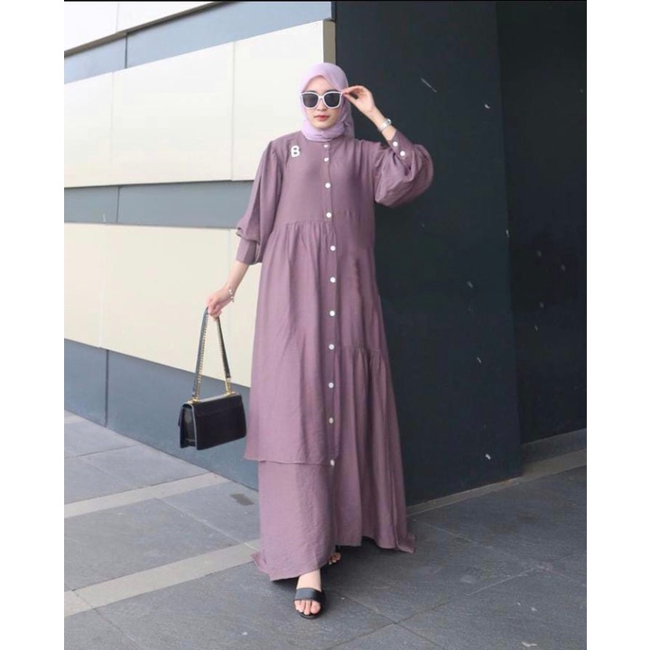 Azline Dress Bahan cringkle airflow / dress Kondangan / Gamis Wanita Terbaru Matt Cringkle Airflow / Fashion Kekinian