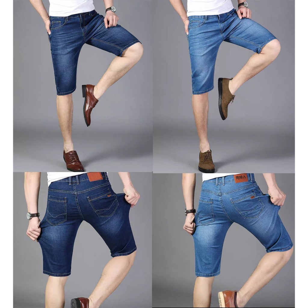 Celana Jeans  Pendek Premium / Celana Pendek Jeans Model Pensil Pria terhitz (27 - 38)