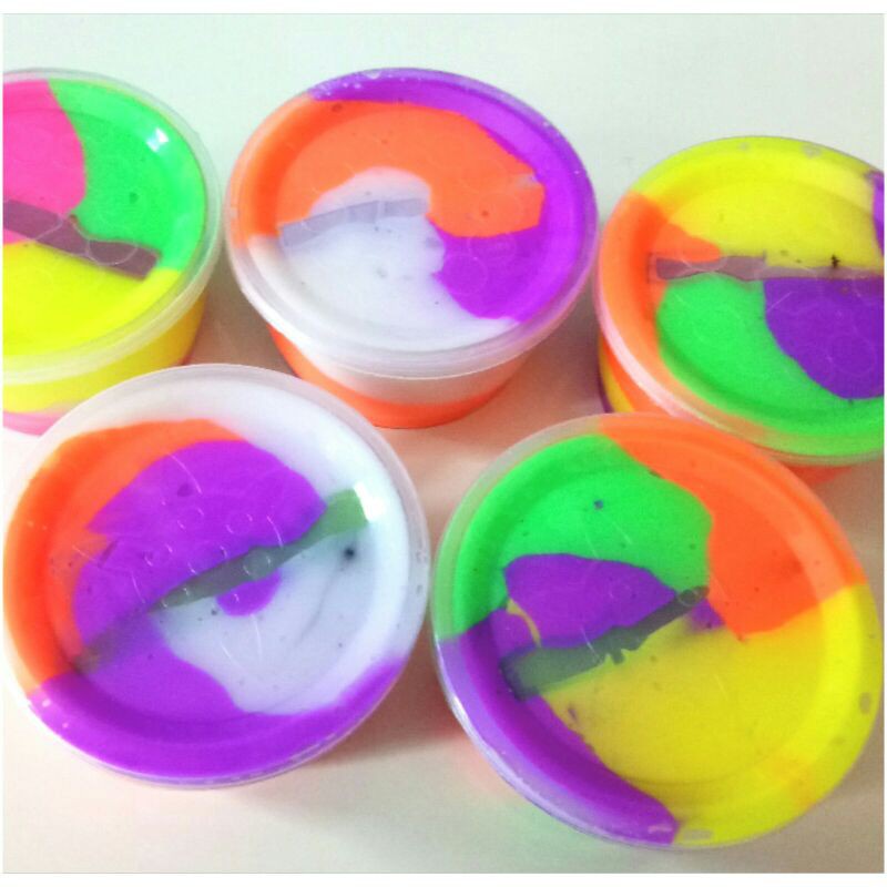 SLIME MANGKOK RAINBOW MINI/ SLIME MAINAN ANAK/ MAINAN SLIME EDUKASI ANAK SATUAN