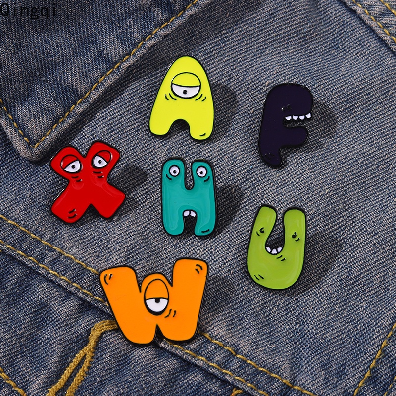 Bros Pin Enamel Desain Kartun 26 Huruf Alfabet A-Z Untuk Anak