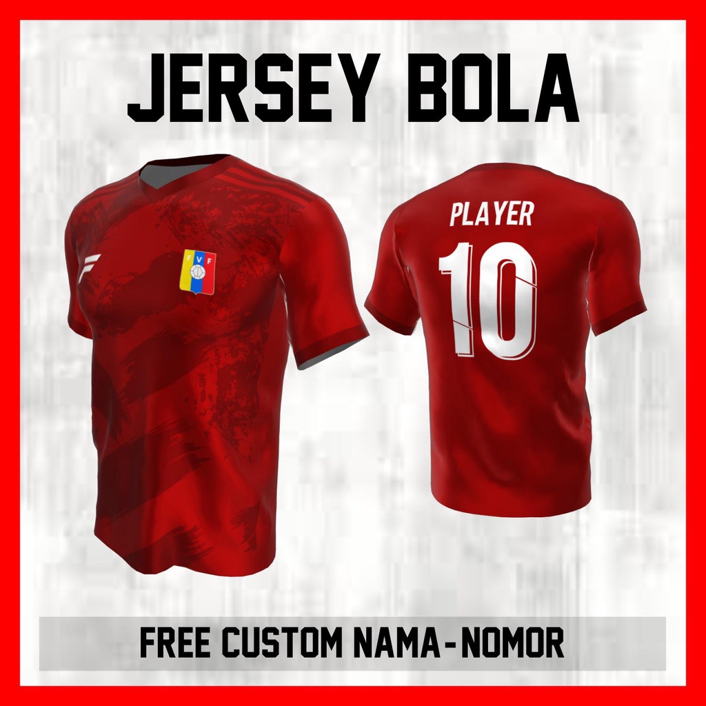 Kaos Bola Jersey Venezuela Timnas Negara Garis Bahu Baju Custom Nama dan Nomor Punggung - 274
