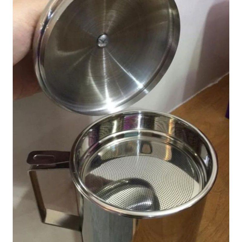 Saringan Minyak  , Oil Pot  ,  Oilpot Stainless Steel  , 12CM ,  liter saringan minyak