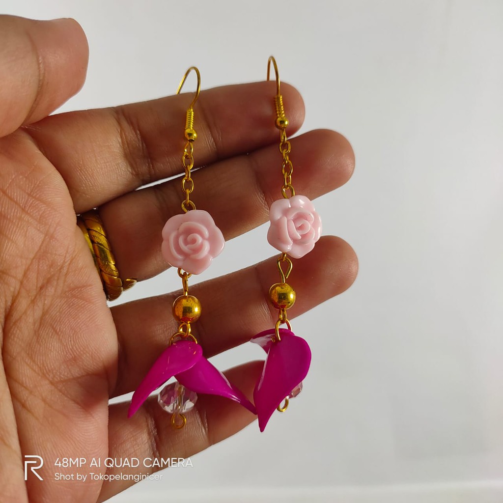 Anting Mawar mini style  Korea Dobby Bells Earrings Handmade By Tokopelanginicer