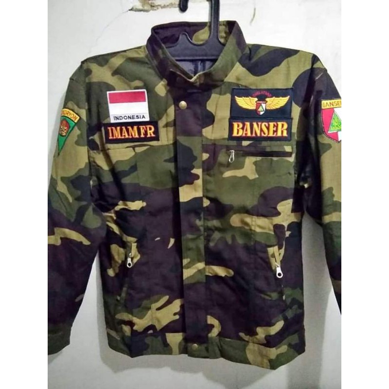 JAKET JANGKIS LORENG NATO GELAP BONUS NAMA