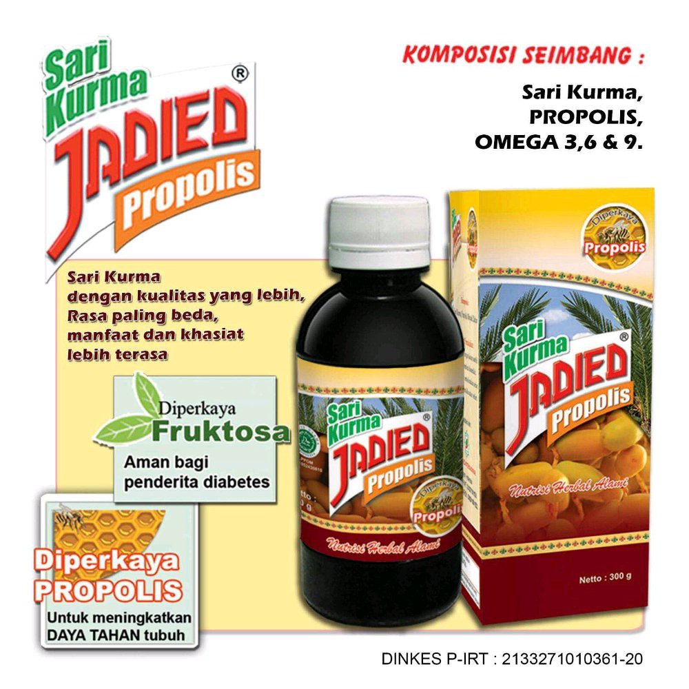 Sari Kurma Jadied Propolis Sari kurma Propolis- Omega 3-6- &amp; 9  isi 300 gr