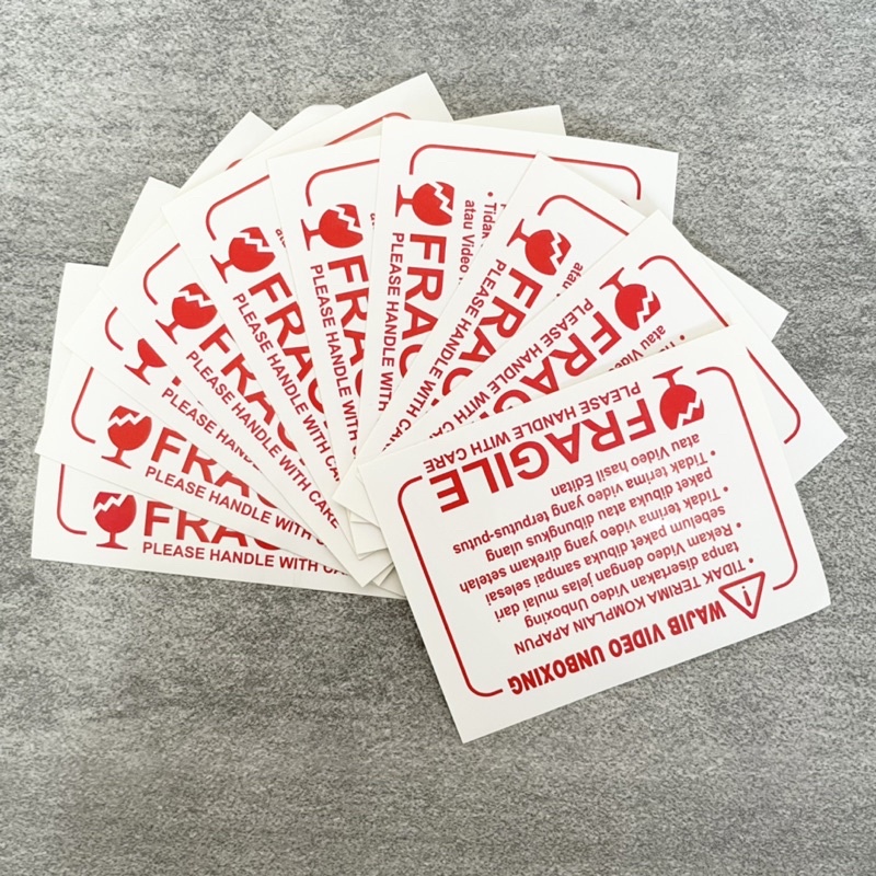 

(isi 10) Stiker FRAGILE dan UNBOXING anti air