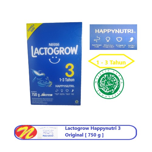 Lactogrow 3 Happynutri Original 750g / Susu Bubuk Pertumbuhan Lactogrow Plain