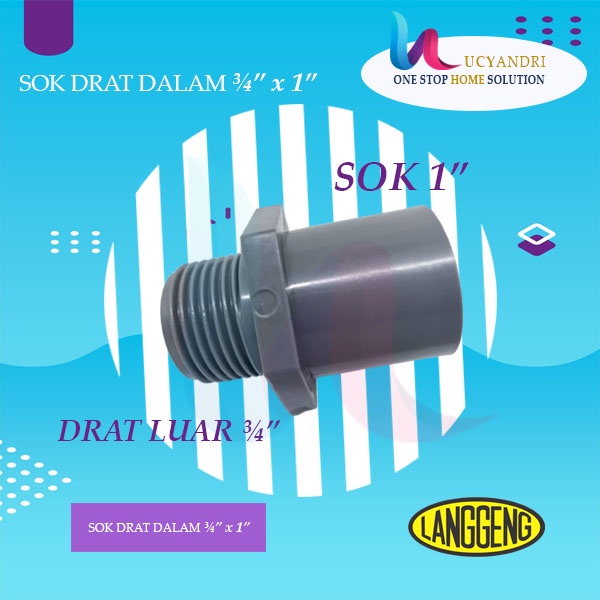 Valve Socket ¾&quot; x 1&quot; Langgeng Sok Drat Luar SDL Fiting PVC