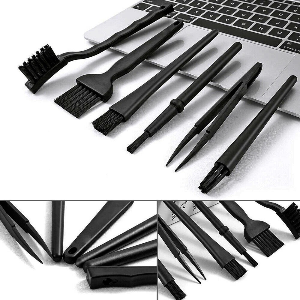 Set Pembersih Sikat Nilon Gagang Plastik Portabel Untuk Kipas Kecil 6Pcs/Set Keyboard Profesional Anti-Statis Sikat Rambut Alat Pembersih Penghilang Debu