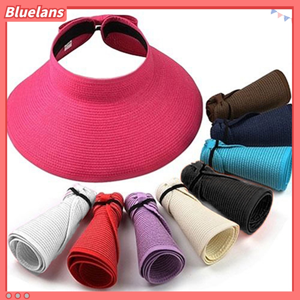 Bluelans Topi Bucket Matahari Musim Panas Model Lebar Lipat Breathable Gaya Elegan Untuk Wanita