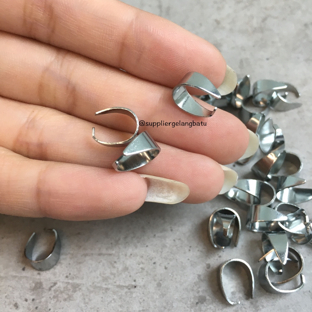 Aksesoris Penjepit Bandul 1cm silver bahan rangkai gelang kalung kait