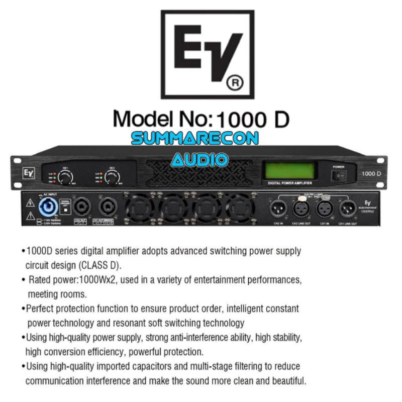 amplifier digital electro voice 1000D original kualitas terbaik power amplifier