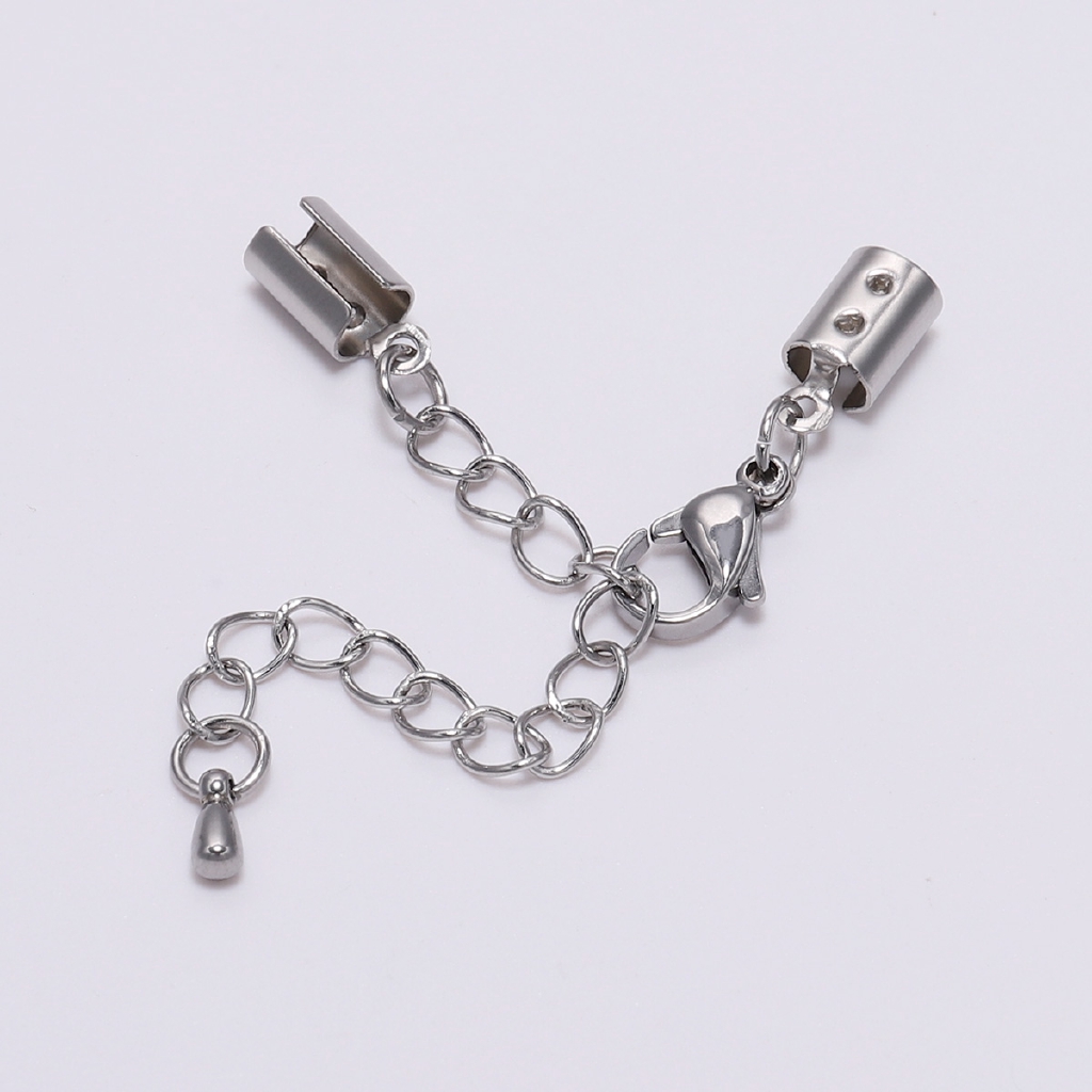 5pcs/lot Fit 1-5mm Leather Cord Clips Stainless steel Extender Chain Lobster Clasp Connector For DIY Jewelry Making Bracelet