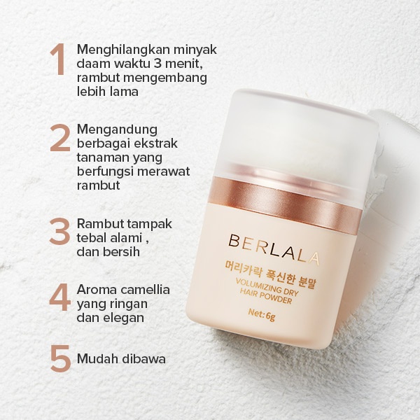 BERLALA Volumizing Dry Shampoo Hair Styling Powder Bll116 Bedak Rambut Bubuk Powder Sampo Kering No Sebum Solution Hair Styling 6g-3