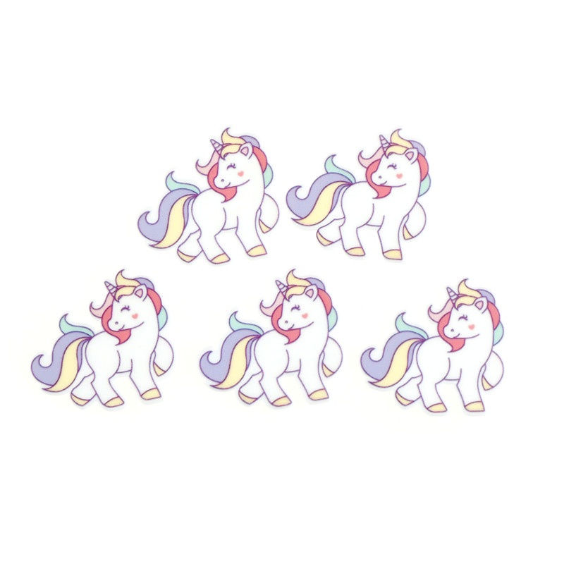 5pcs Cabochon Flat Back Bahan Resin Desain Unicorn Untuk Dekorasi Casing Ponsel DIY