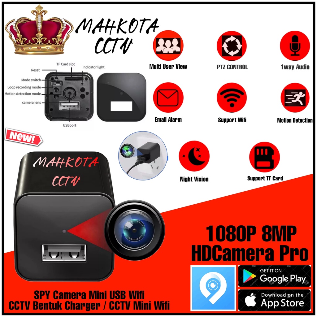 NEW SPY CAM USB Ip Camera Cctv Wifi Mini USB Charger Wireless Adaptor Kamera Pengintai Mini Wifi