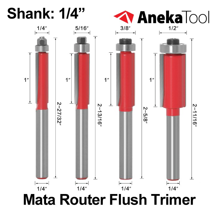 AT Mata Profil Router 1/4 Flush Trimmer Bits