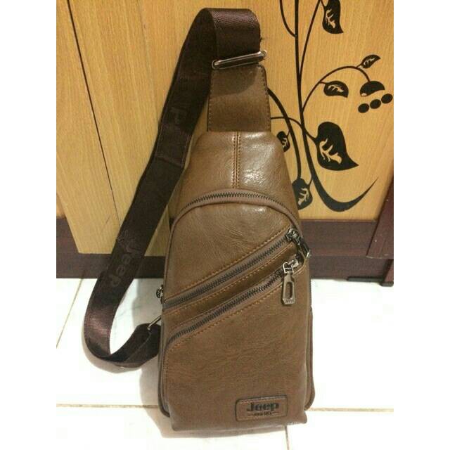 BUAT KULIAH REMAJA DEWASA MURAH TERBAIK NEW /  Ready Sale grosir tas selempang dada kulit cowok jeep