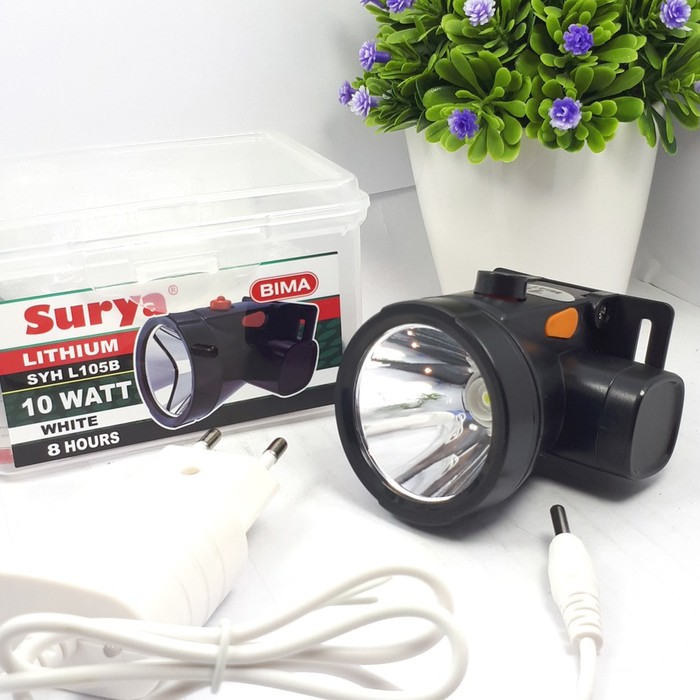 Surya Senter Kepala Super Terang LED PUTIH SYH L105B 10 Watt 500 Meter 8 Jam - Hitam