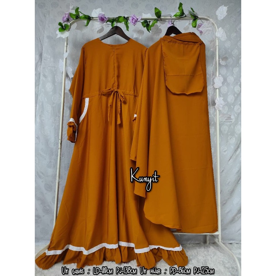 Gamis set hijab arofah renda satu