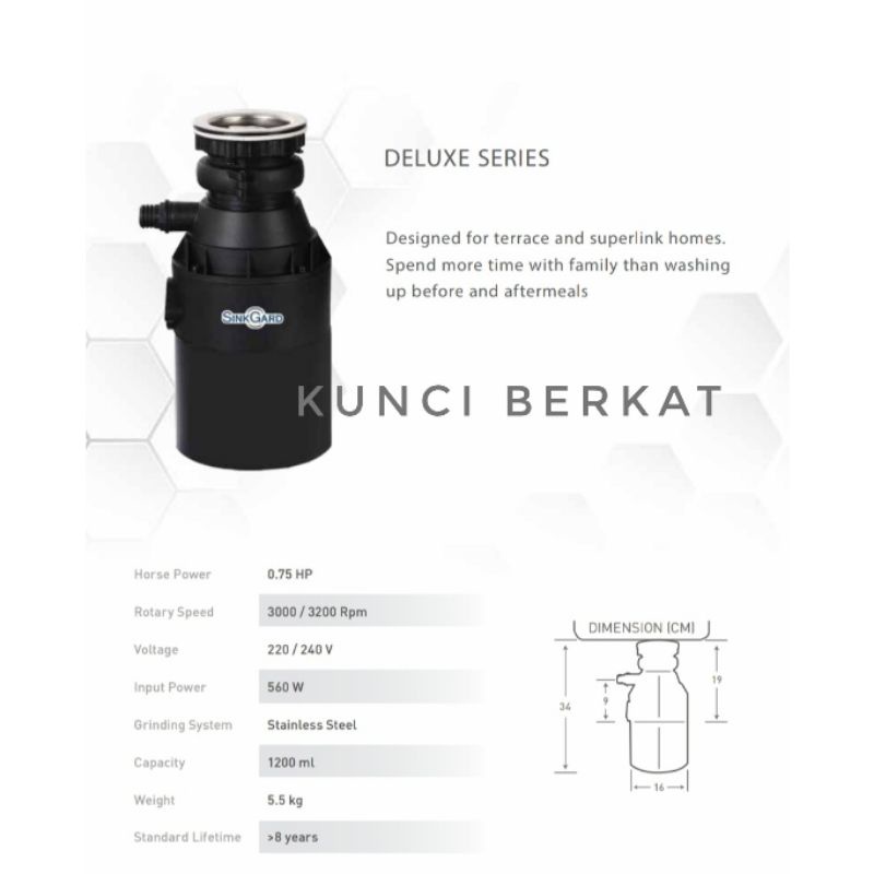 SinkGard Food Waste Disposer Deluxe/Afur Kitchen Sink/Penghancur Sisa Makanan/Sink Gard