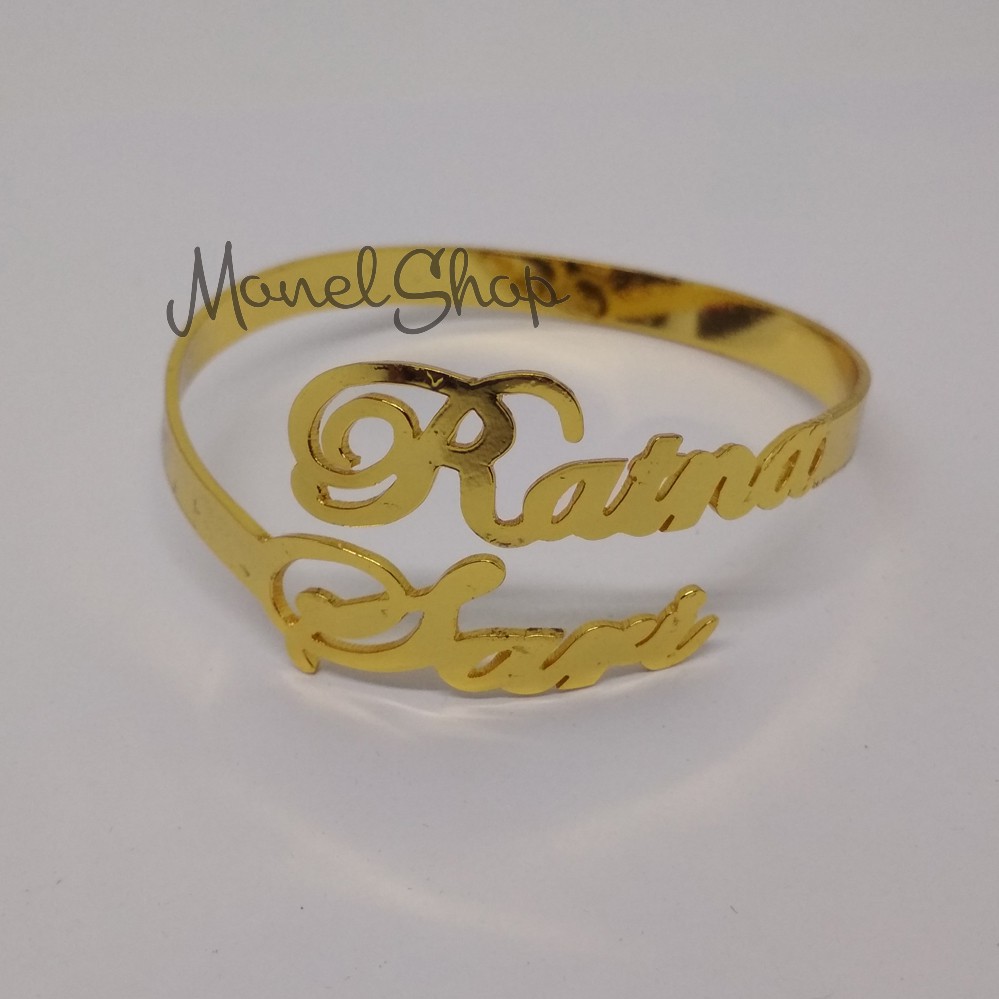 Gelang ukir Nama Lapis Emas - Perhiasan Nama Custom