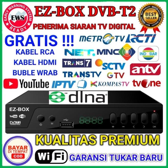 Ez-Box Set Top Box Dvb-T2 Penerima Siaran Televisi Digital Youtube Wif Berlianistore48