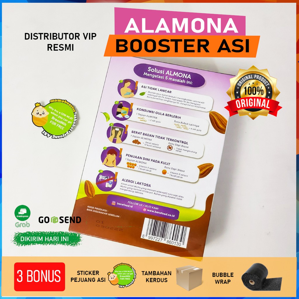 ALMONA Almond Milk Powder ASI BOOSTER with Daun Katuk - Rendah Gula - Tinggi Serat - Dairy Free