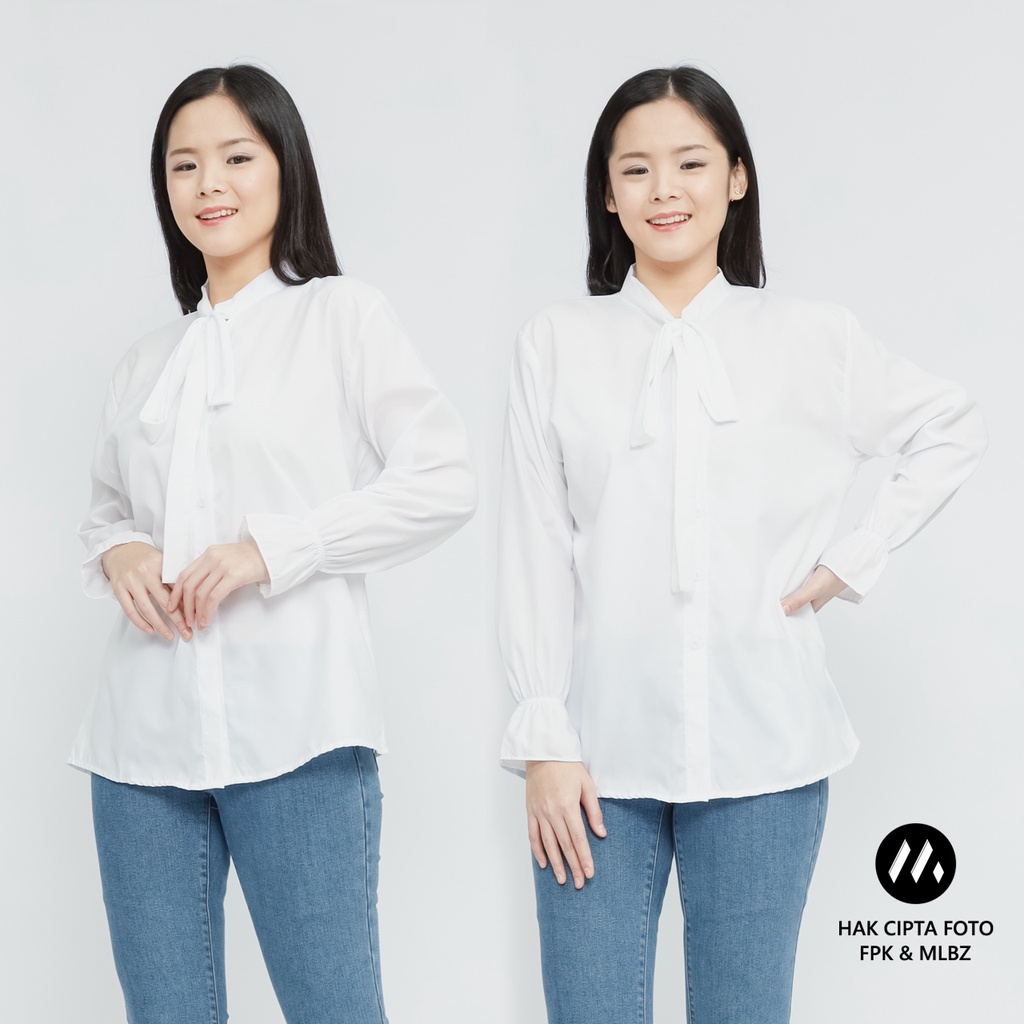 LUMINA Kemeja Kerja Wanita Warna Putih Malabiz Bahan Polymicro selembut Kapan Untuk Kerja Kantoran Formal Cassual Bahan Adem Model Basic Standar Korea