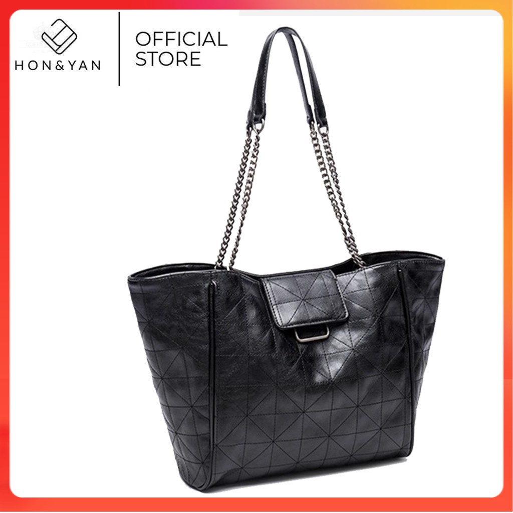[HONYAN] Tas Tote bag Wanita Import Magnet Lock Glossy Shoulder 2021 Terbaru - Adele Tote Bag