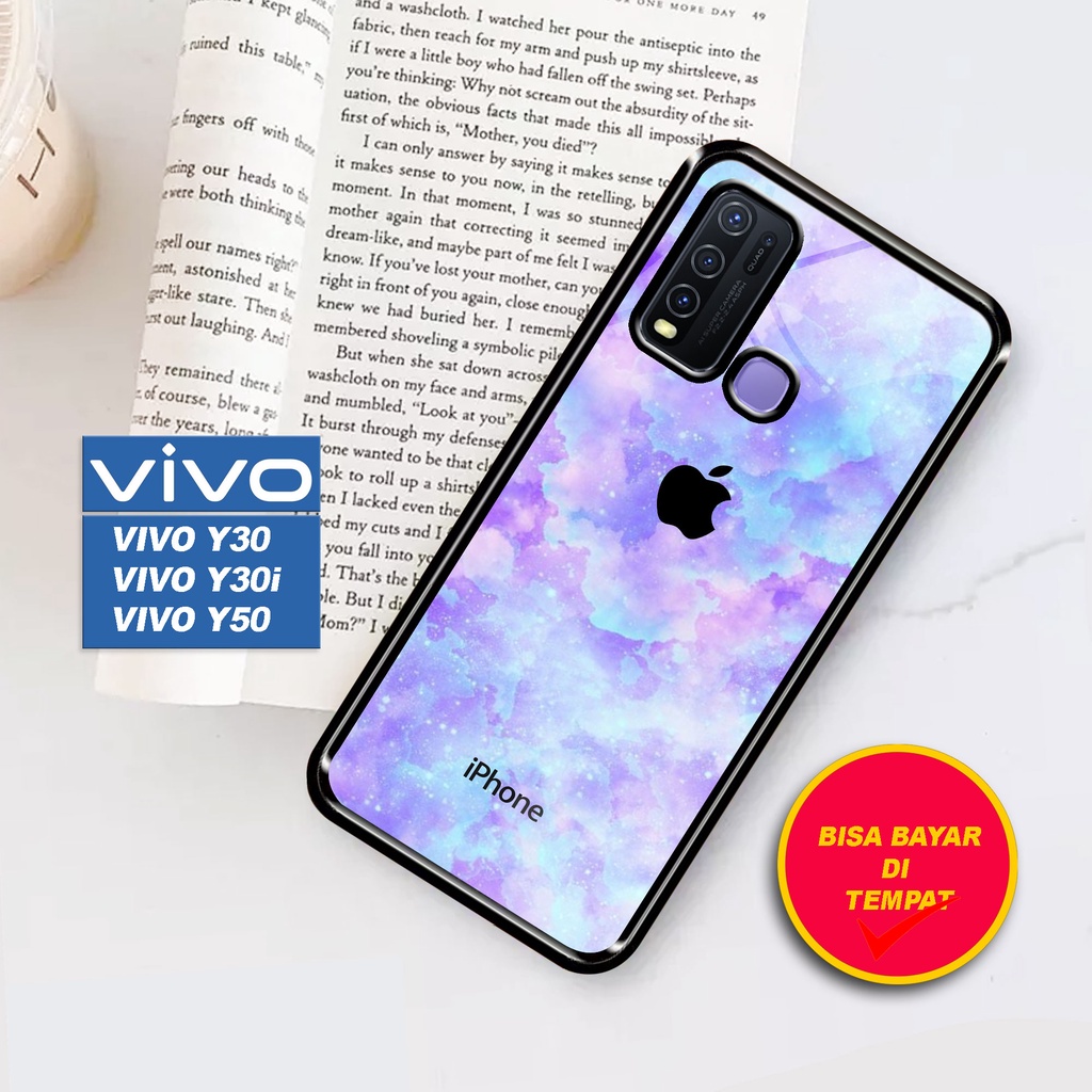 SRC - Case Vivo Y30 Y30i Y50 Casing Hard case 2D Terbaru [ Apel Marble Iphone Logo ] Case hp - Casin