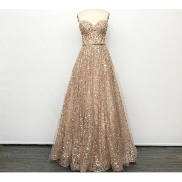 Jual Gaun Pengantin Elegant New Design Beading Pearls Rose Gold Floor