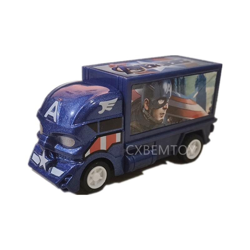 1pc Mainan Mobil Truk Pull-back Model Avengers / Captain America / Hulk / Ironman / Spiderman Untuk Anak Laki-Laki