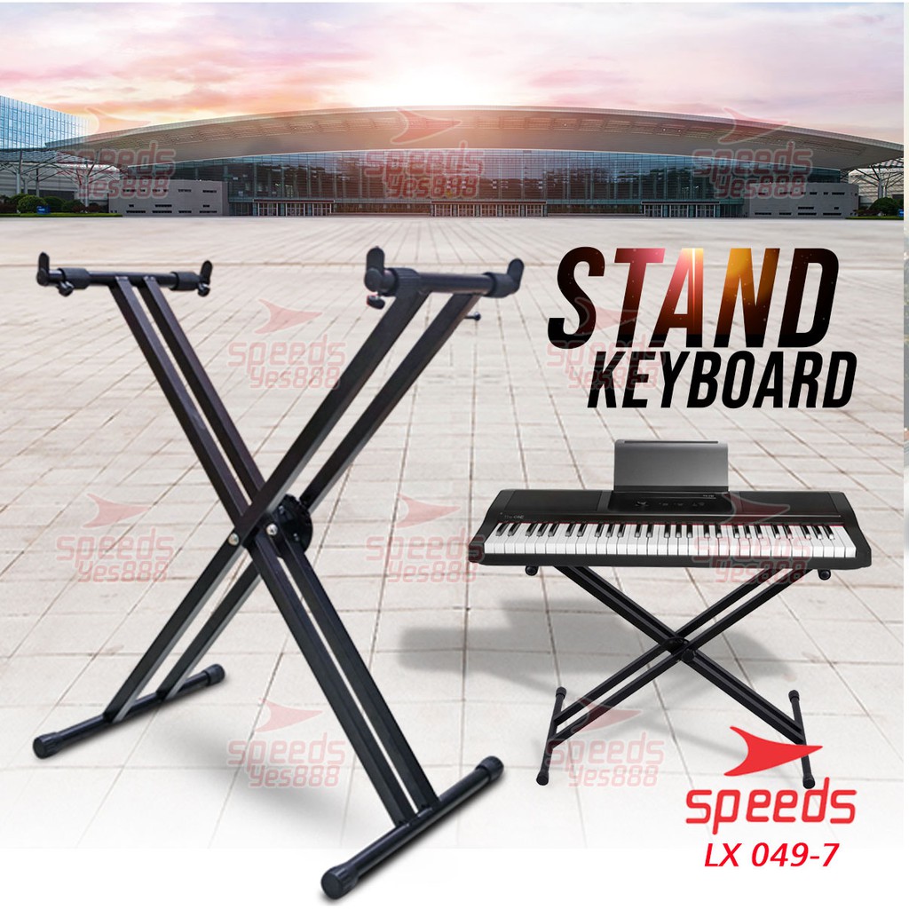 SPEEDS Alat Musik Stand Keyboard Double Kaki Keyboard X Lipat Portable Semua Piano Dewasa 049-7