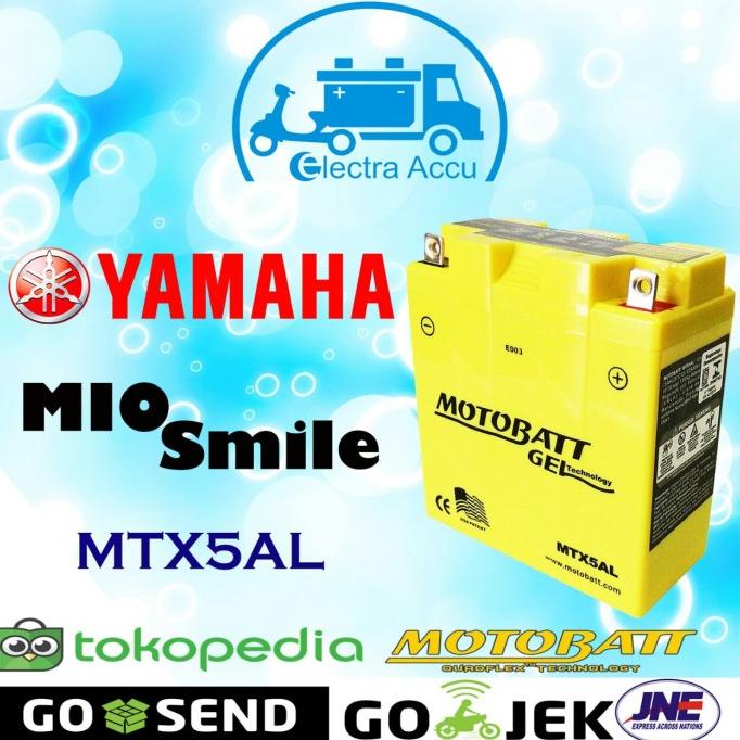 ORIGINAL  Aki motor Yamaha Mio Smile Motobatt MTX5AL Aki Kering / Aki Gel
