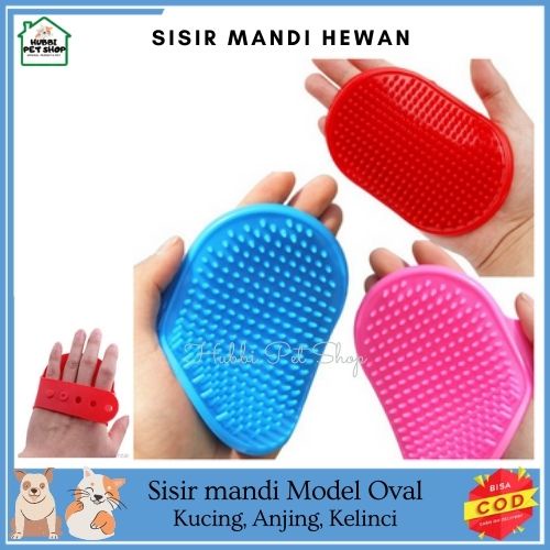 Sisir Bulu Oval Karet sisir mandi Anjing Kucing Sikat Pijat Mandi Grooming Kelinci