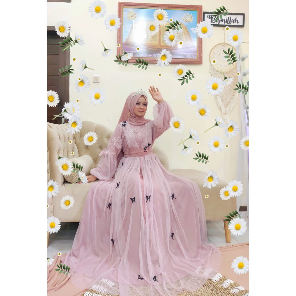 GAMIS MURAH baterfly adlanshope,pakaian wanita,baju gamis mewah ,gamis size l /xl /xxl /,gamis bater