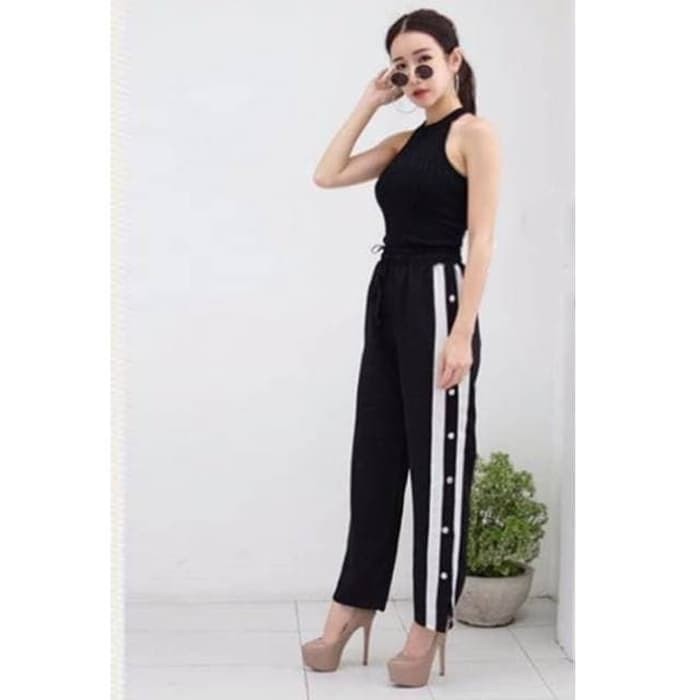 TBI Celana Panjang Kulot Syantik List Kancing Belah Samping Korea Long Pants