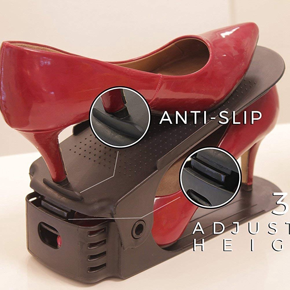 Adjustable Shoe Organizer Shoe Slot Space Saver Rack Holder 12 Pcs Black Shopee Indonesia
